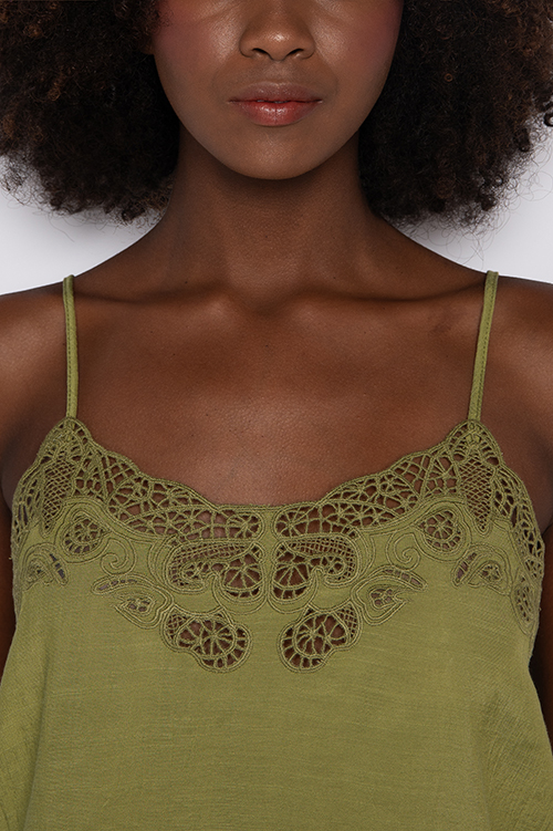 Blusa Bordada De Alças Finas Verde – Nivia - Image 4