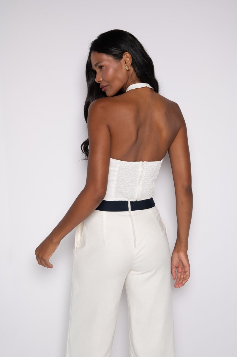 Top Bordado Cavado com Gola Alta Off White – Eliz - Image 6