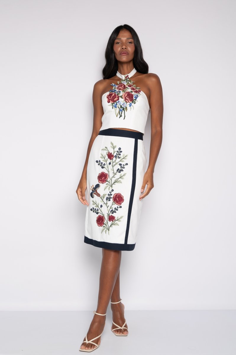 Saia Bordada Midi Off White – Simone - Image 2