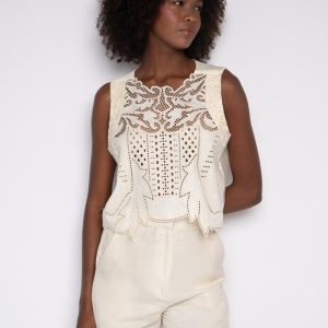Top Cavado Bordado Creme – Neide