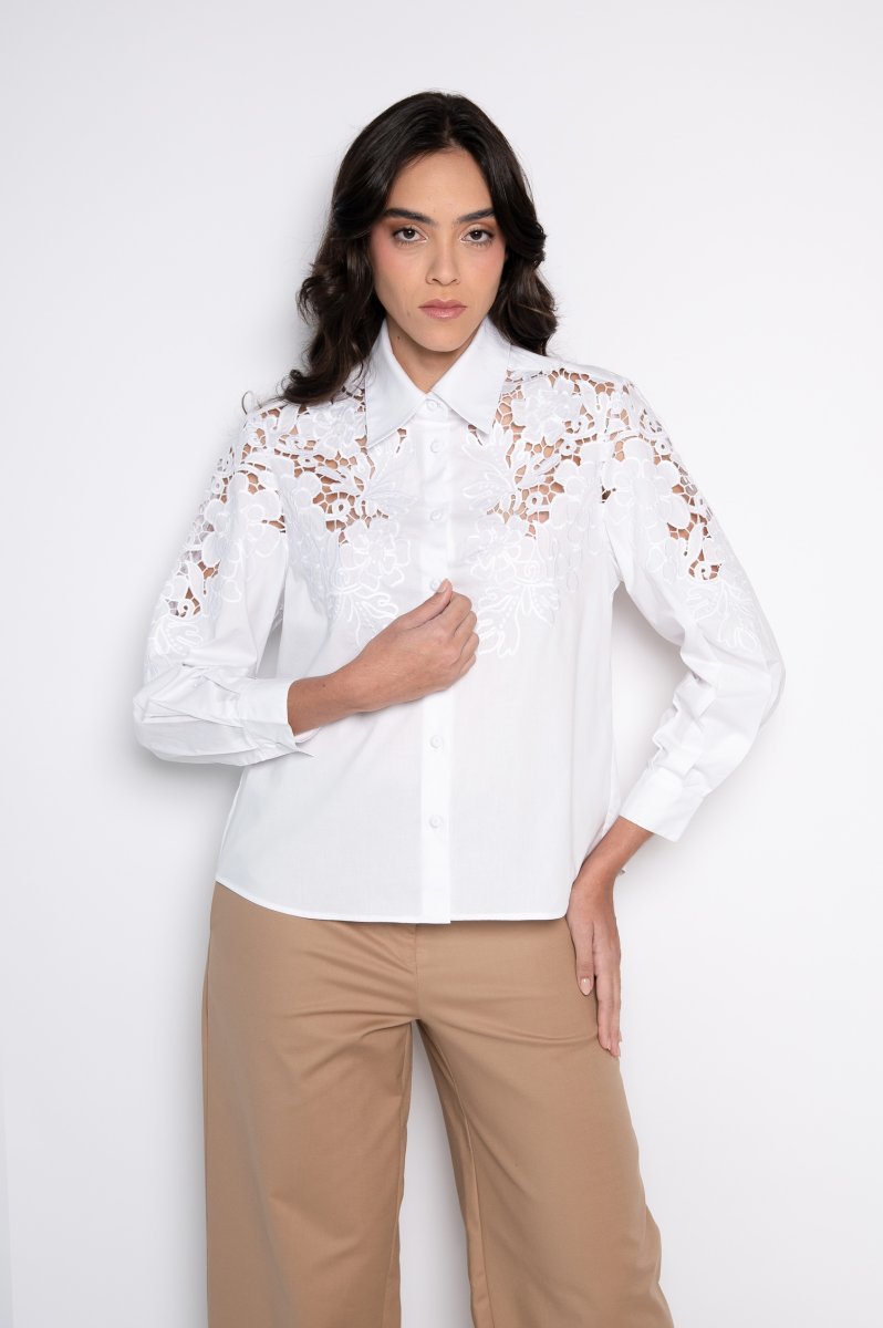 Camisa Bordada Manga 7/8 Branca – Adriana - Image 3