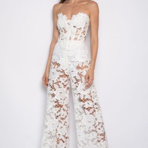 Calça Pantalona Bordada Em Richelieu Off white – Mikaela