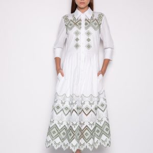 Vestido Midi Bordado Branco – Pietra