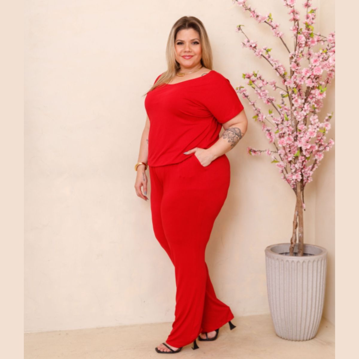 Macacão Feminino Longo Manga Curta Verão Plus Size 28509 - Image 7