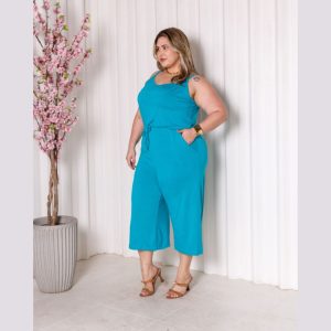 Macacão Feminino Alcinha Pantacourt Plus Size Mazal 29501