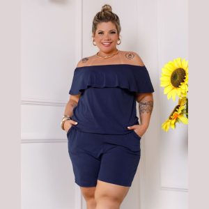 Macaquinho Feminino Ciganinha Plus Size Com Babado 34015