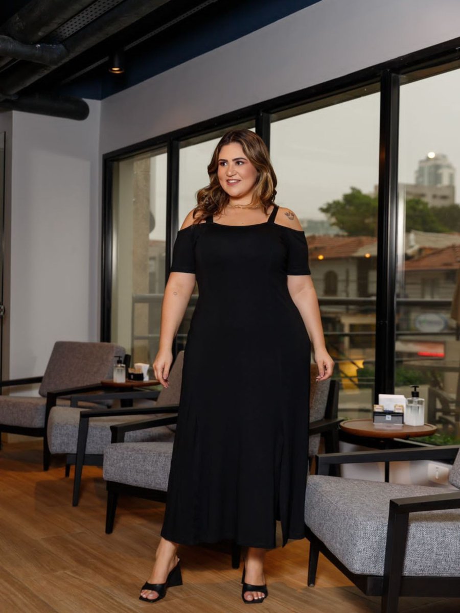 Vestido Longo Com Alça E Fenda Lateral Plus Size Mazal 35014 - Image 7
