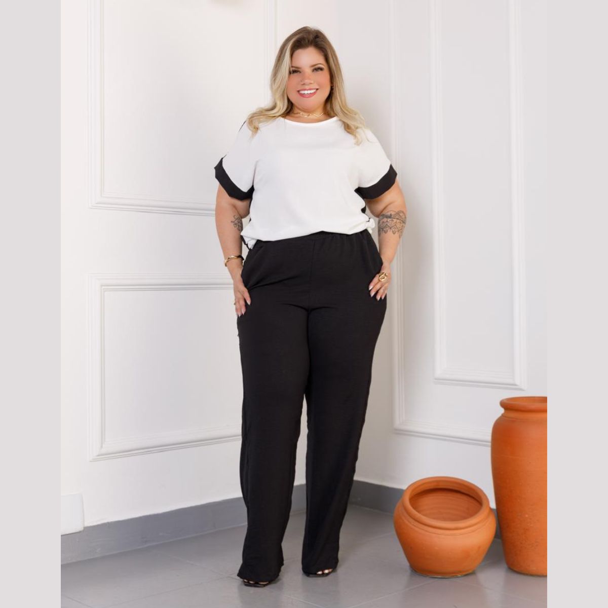 Conjunto Dyze Verão Blusa Manga Curta e Calça Plus Size 39000