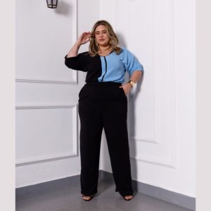 Conjunto Maison Blusa Manga Raglan e Calça Plus Size Verão 39003