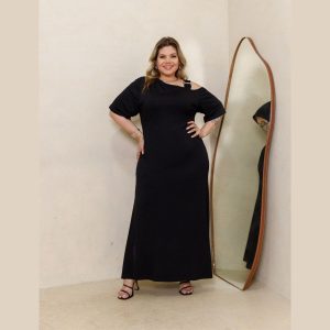 Vestido Flat Longo Verão Ombro Fivela Plus Size 39070