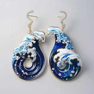 Blue Wave Enamel Earrings
