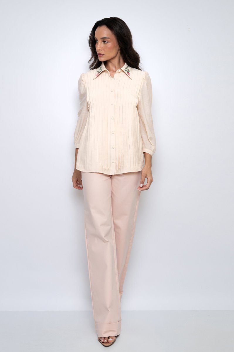 Camisa Bordada Com Mangas 3/4 New Manteiga – Clotilde - Image 3