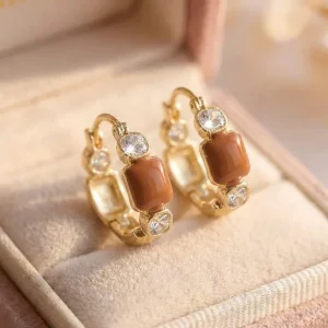 Vintage Exquisite Brown Zircon Earring