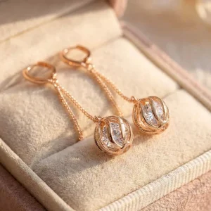 Vintage Tassel Dangle Rose Gold Earrings