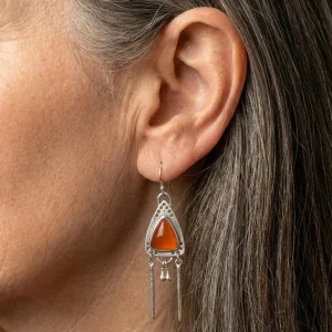 Tribal Triangle Amber Earrings