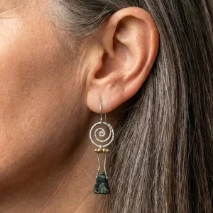Spiral Stone Earrings