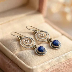 Vintage Spiral Lapis Earrings