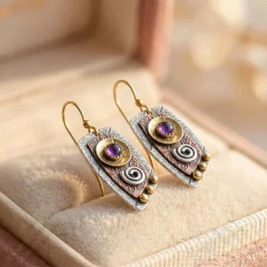 Vintage Purple Spiral Earrings
