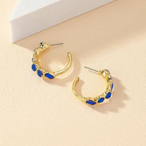 Gold Sapphire Hoop Earrings