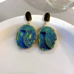 Iridescent Blue Drop Earrings