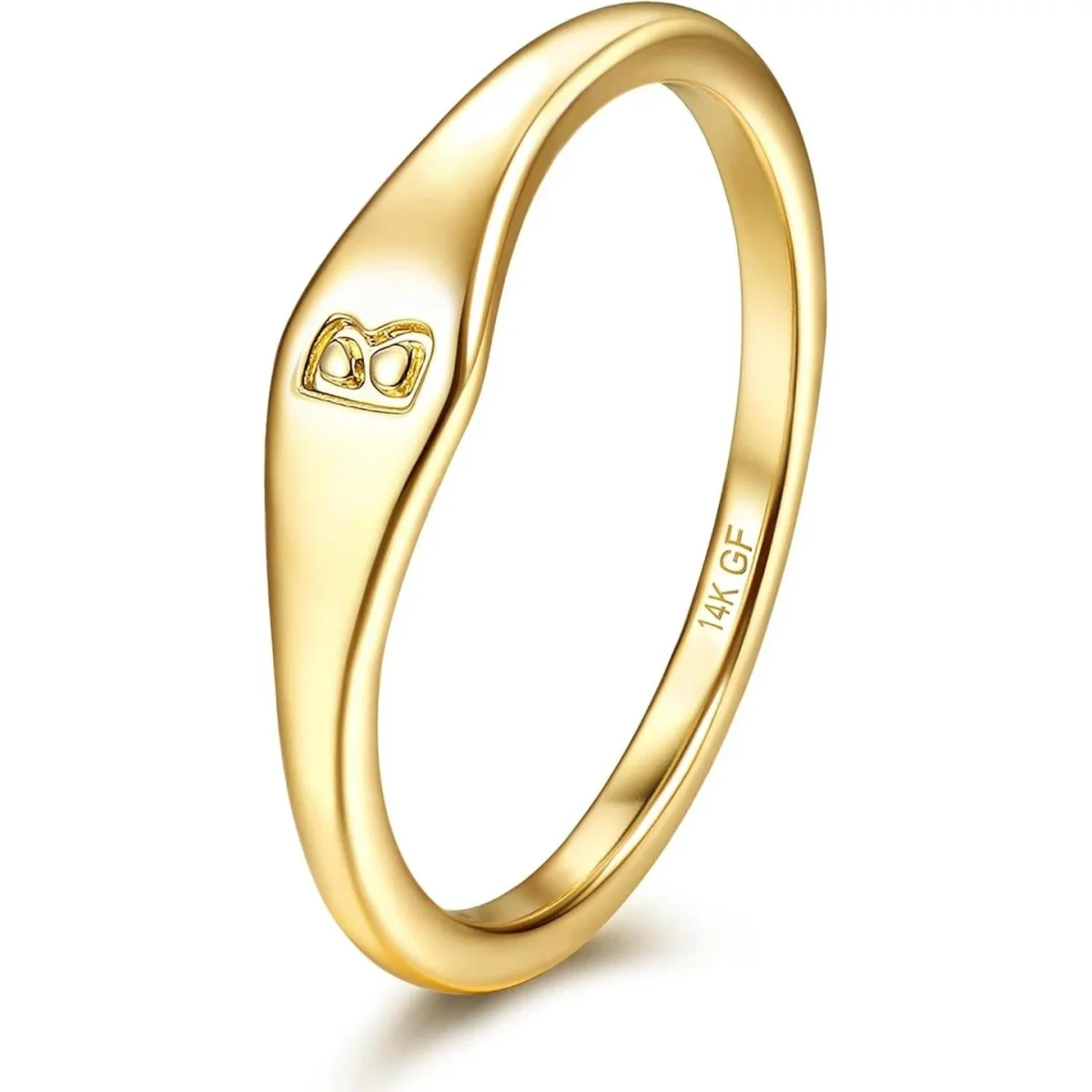 Dainty Gold Initial Signet Ring - Image 9