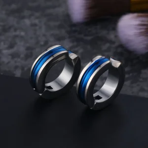 Modern Blue Stripe Earrings