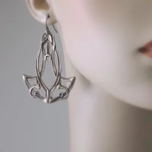 Vintage Silver Moon Blossom Earring