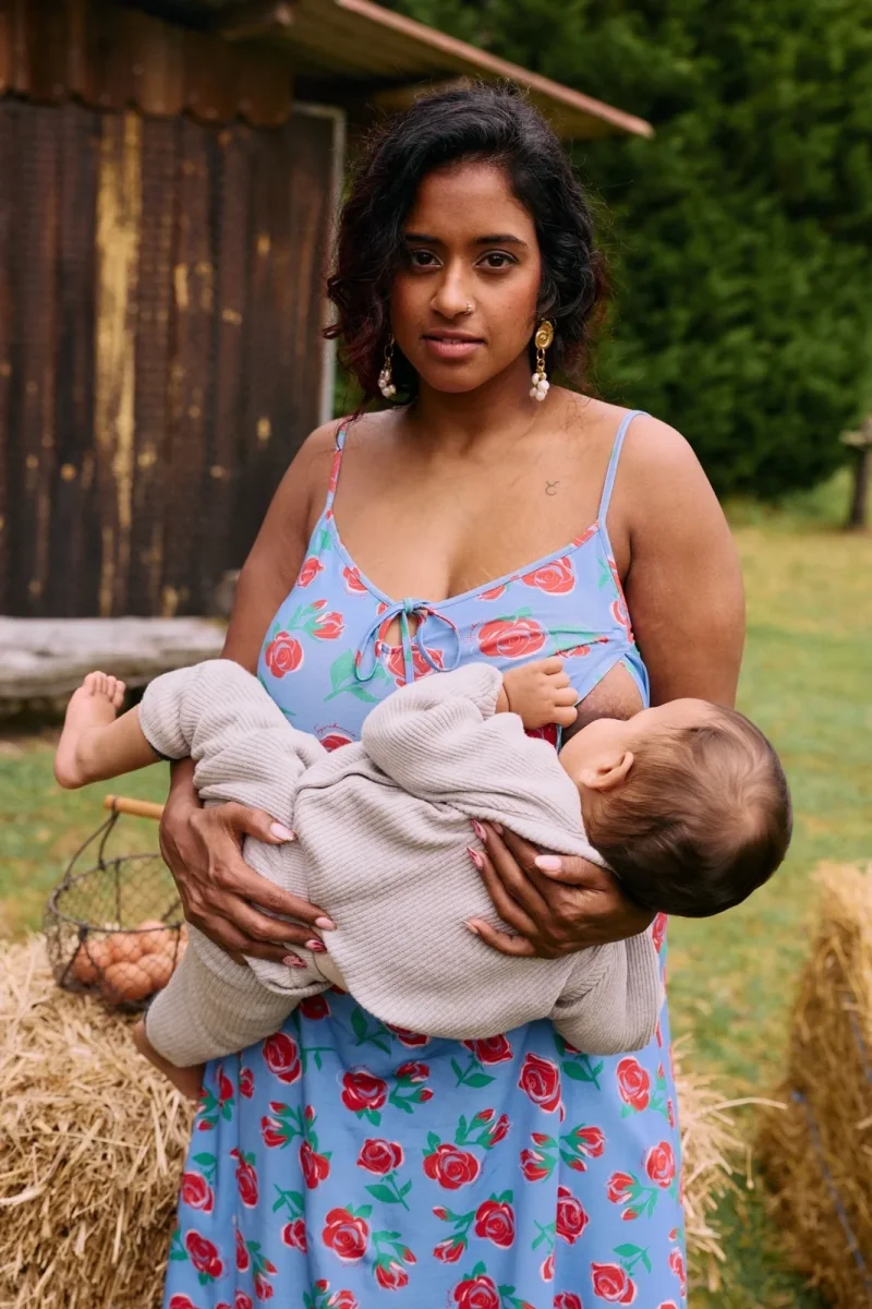Blue Rose Breastfeeding Dress - Image 3
