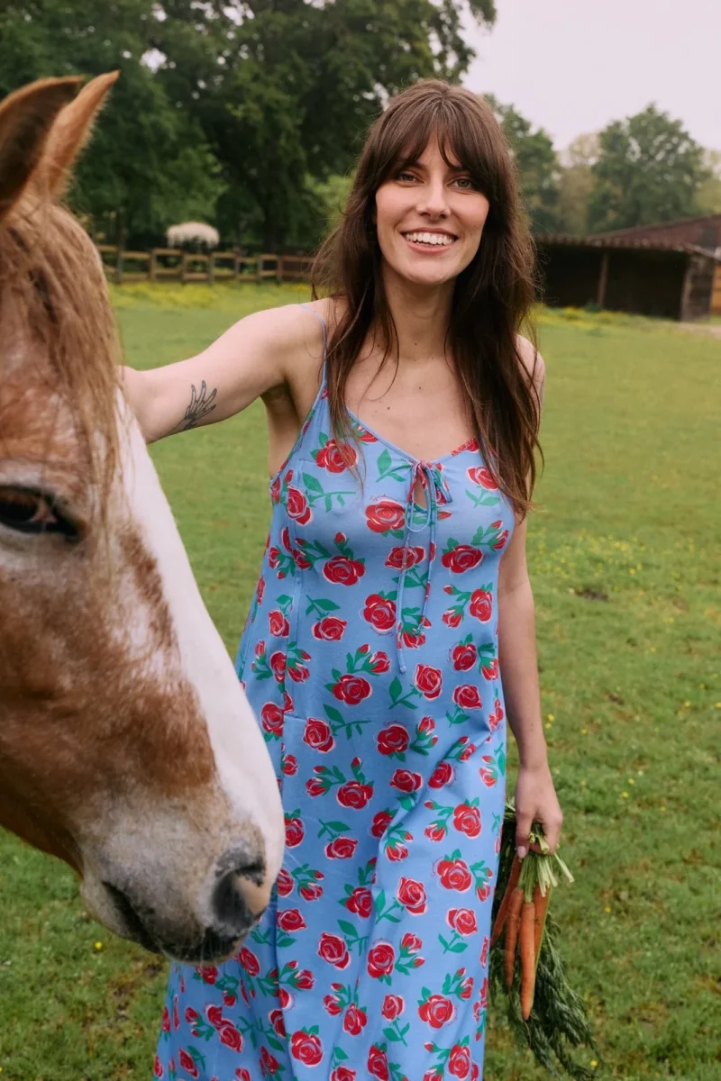 Blue Rose Breastfeeding Dress - Image 7