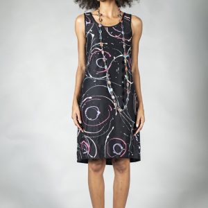 VESTIDO PINTADO À MÃO REGATA COM DETALHE DE AMARRAÇÃO NAS COSTAS