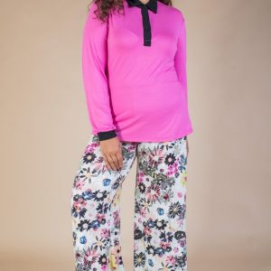 BLUSA PLUS SIZE TIPO CAMISA DE MANGA LONGA COM DETALHE NA PATHY E NO PUNHO