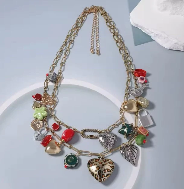 Vintage Heart Shaped Lock Tassel Pendant