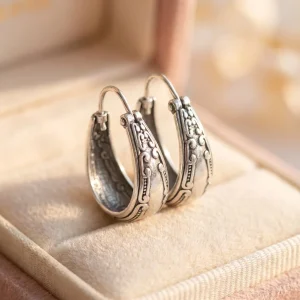 Vintage Ornate Hoop Earrings