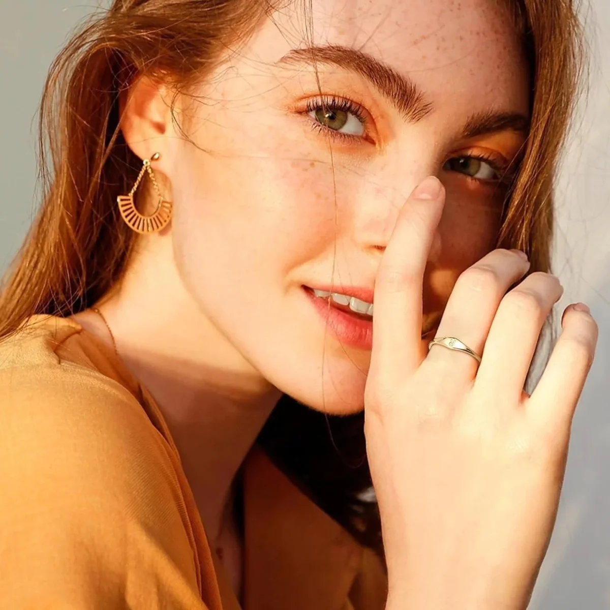 Dainty Gold Initial Signet Ring - Image 3