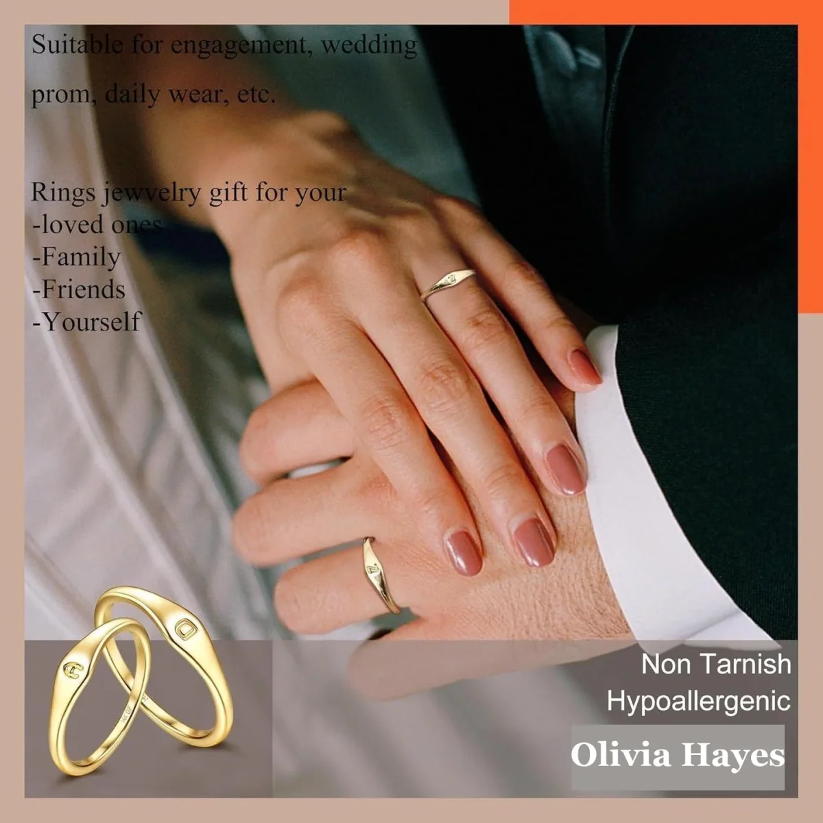 Dainty Gold Initial Signet Ring - Image 7