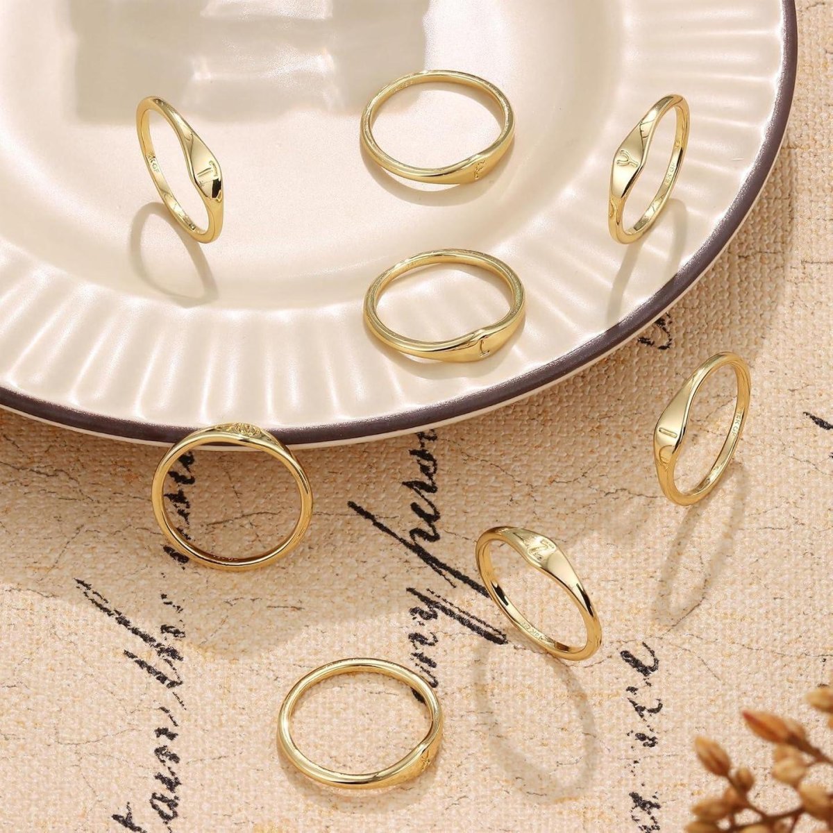 Dainty Gold Initial Signet Ring - Image 6