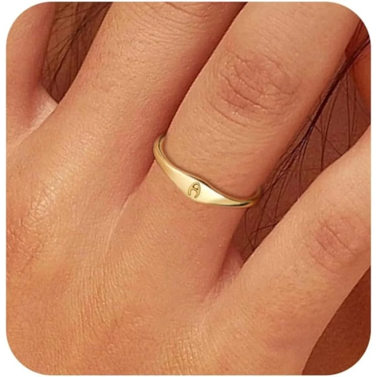 Dainty Gold Initial Signet Ring - Image 5