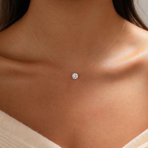 Floating Cubic Zirconia Invisible Chain Necklace